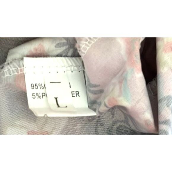 Floral Tunic Top With Buttons Long Sleeve Pink/Gray Boho Style Womens Size L - Picture 4 of 7